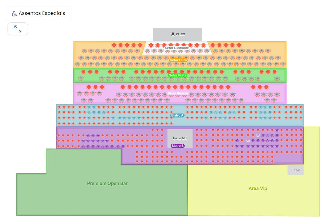 Mapa de setores Zeca Pagodinho 40 Anos