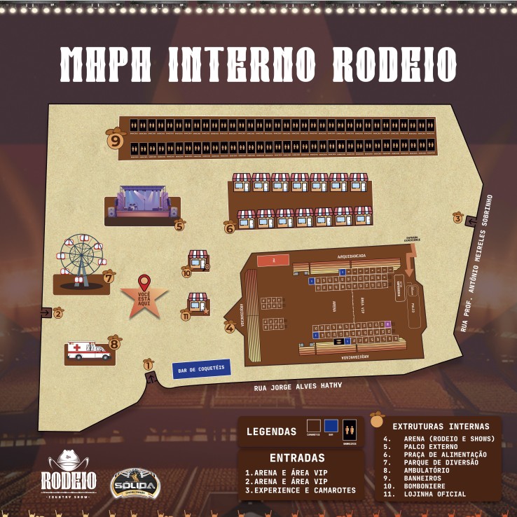 Mapa Interno Rodeio Country Show. Imagem: divulgação.