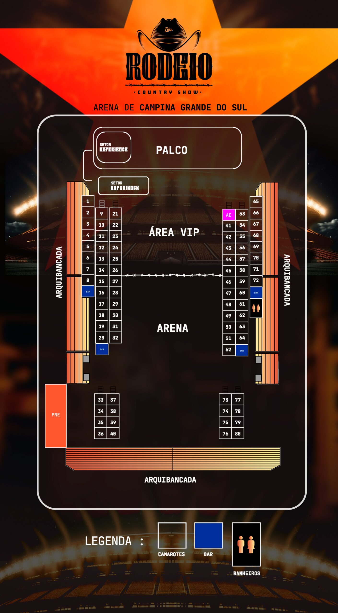 Mapa Rodeio Country Show. Imagem: Divulgação.