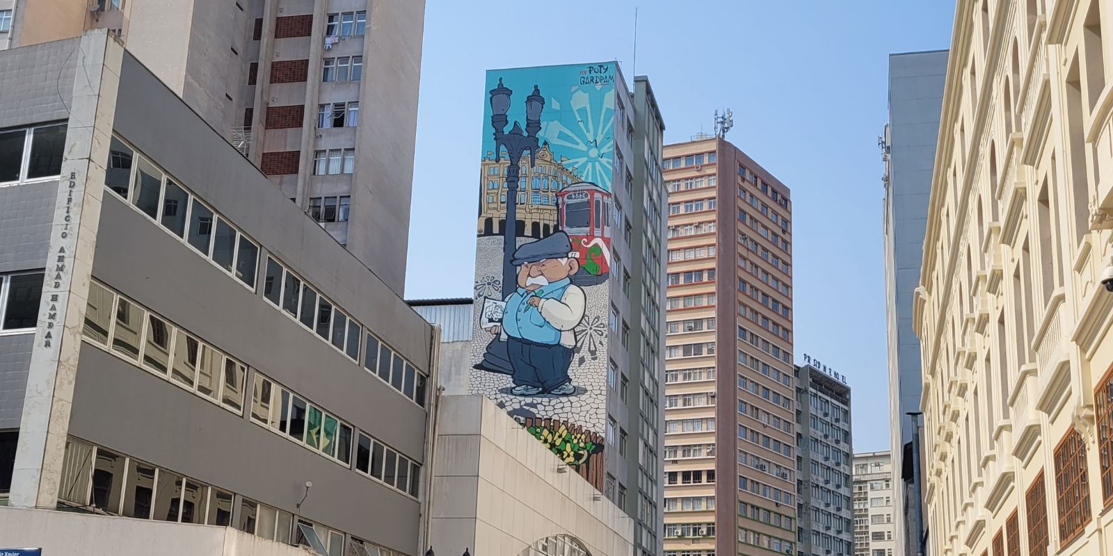 Mural de Gardpam homenageia Poty Lazzarotto. Foto: Brunow Camman/Curitiba Cult.