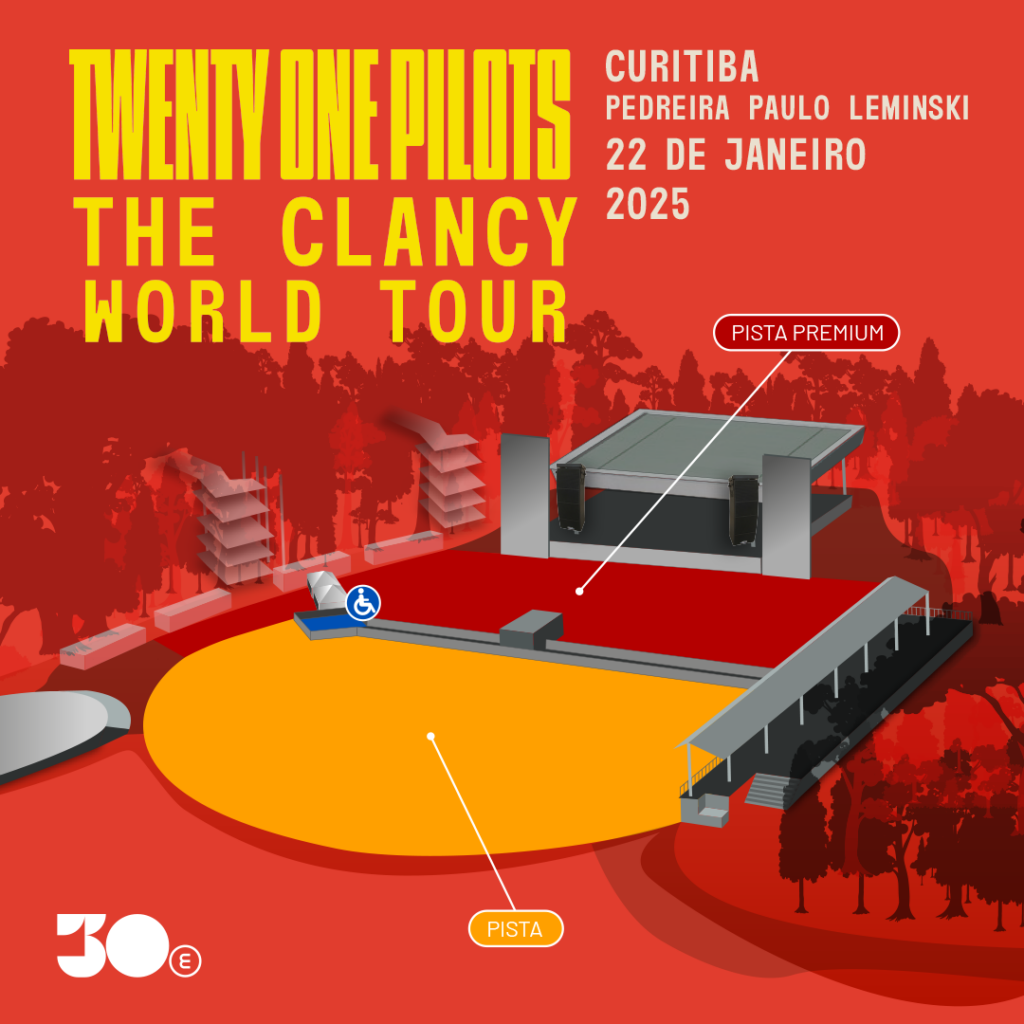 Mapa do show de Twenty One Pilots em Curitiba. Imagem: Divulgação. 