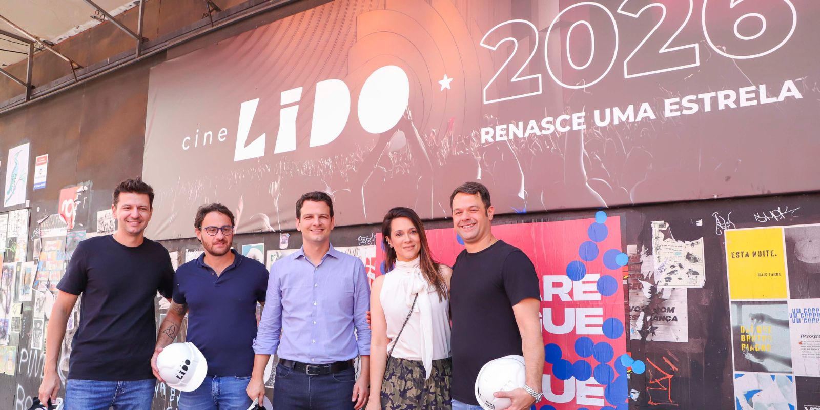 Bruno Neves, Gian Zambon, Eduardo Pimentel Malu Cornelsen e Patrik Cornelsen no lançamento do projeto do Cine Lido. Foto: Hully Paiva/SECOM.