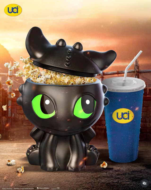 Balde de pipoca Como Treinar o Seu Dragão na rede UCI em Curitiba. Foto: Divulgação.