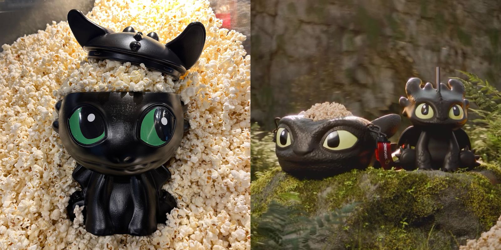 Combos de pipoca de Como Treinar o Seu Dragão nos cinemas de Curitiba. Fotos: Divulgação.