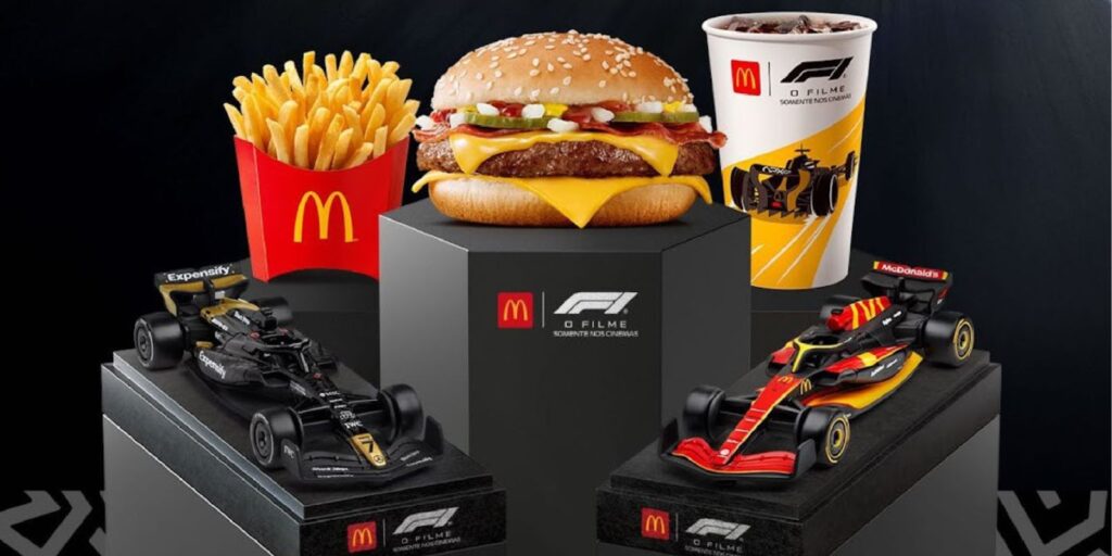 Miniaturas F1 o filme no McDonald's. Foto: Divulgação.