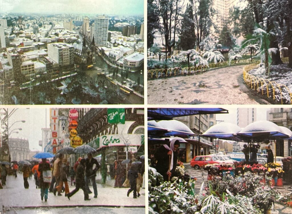 Neve em Curitiba em 1975. Fotos: Acervo da Biblioteca Pública do Paraná.