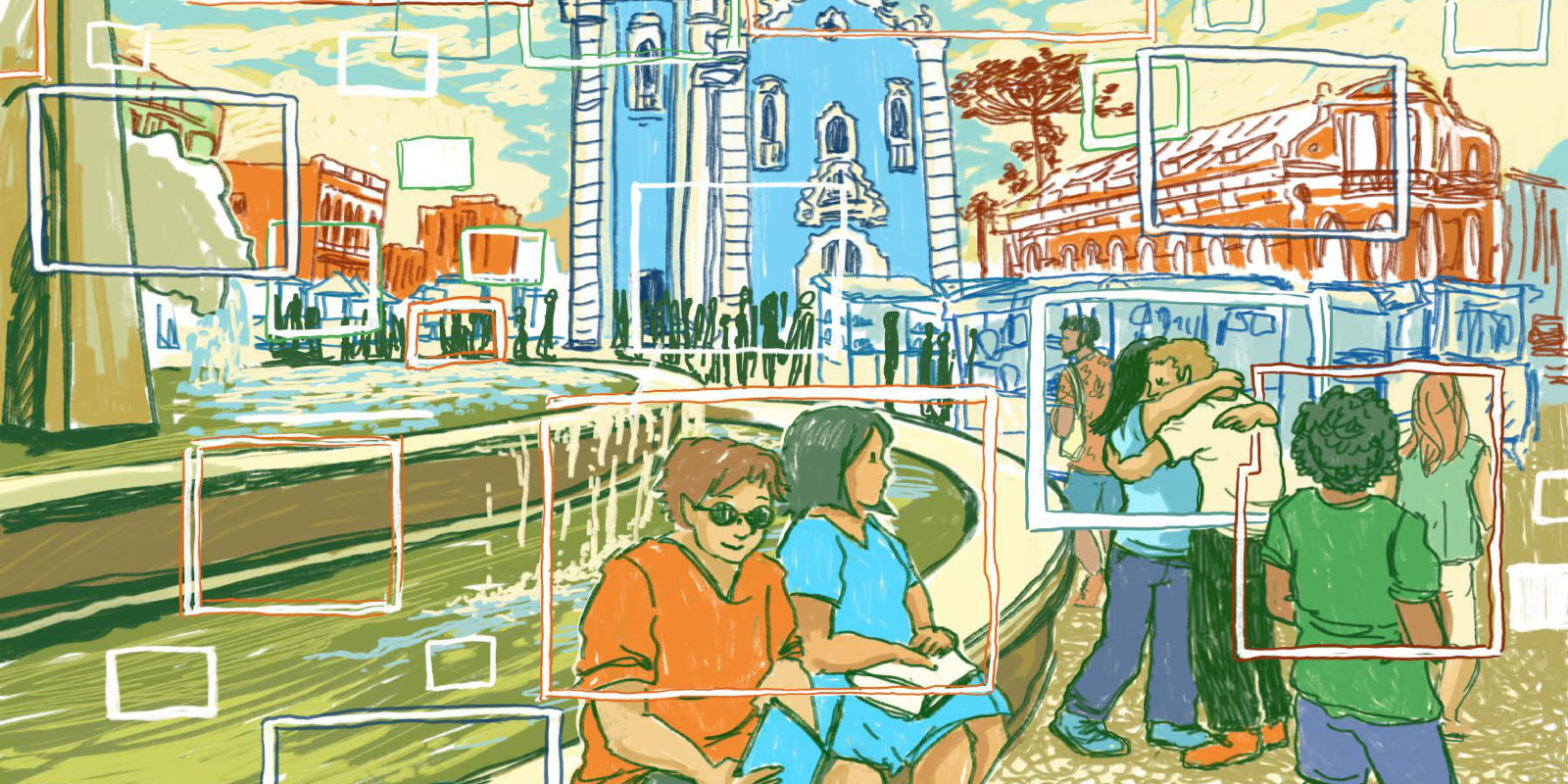 Parte da capa do "Histórias do Largo – Volume 2". Ilustração: Raphaela Corsi.