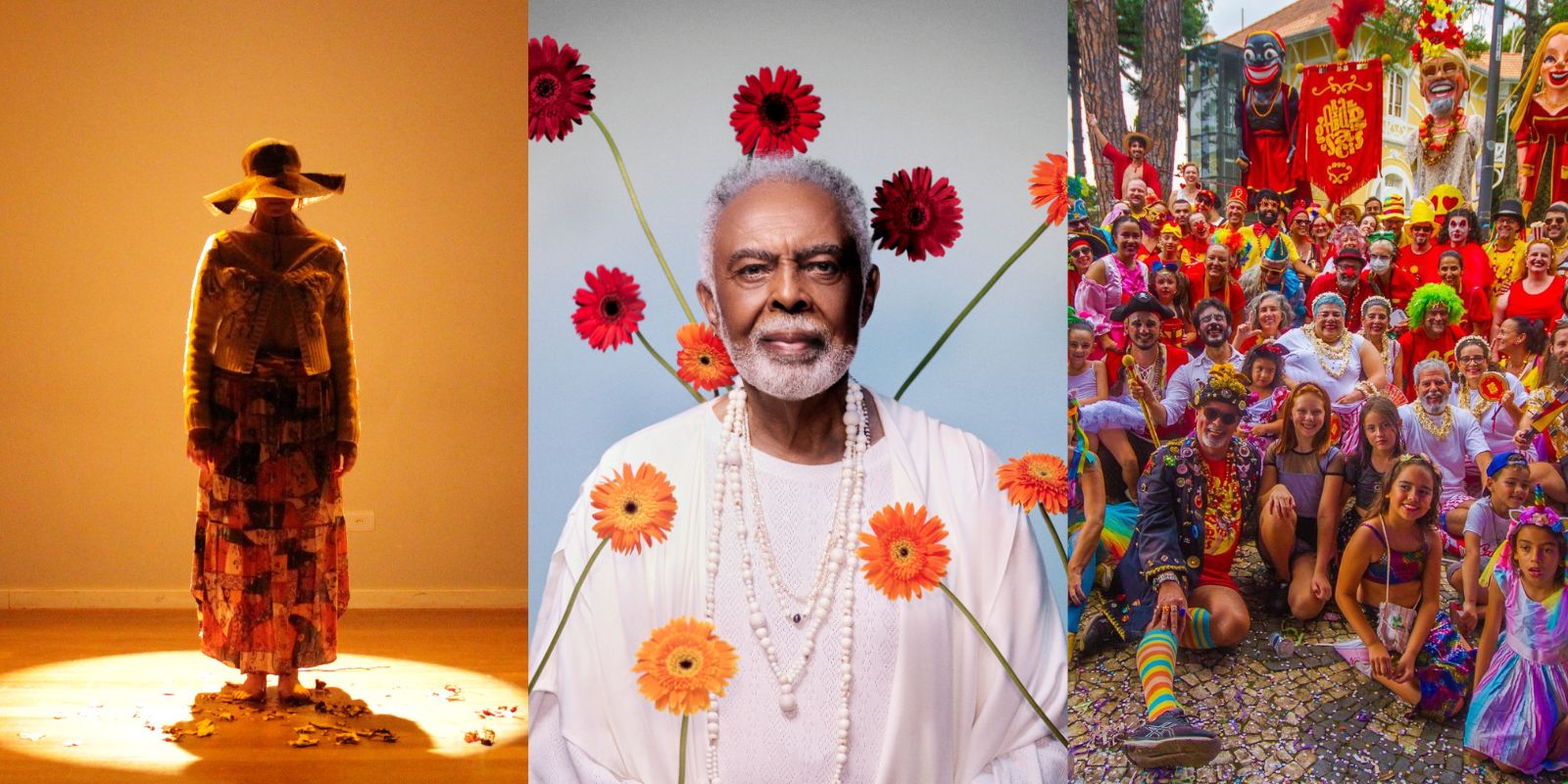 Fim de semana vai de teatro, folia julina e até show de Gilberto Gil em Curitiba. Fotos: Victor Lucas Oliver/Giovanni Bianco/Julio Garrido.