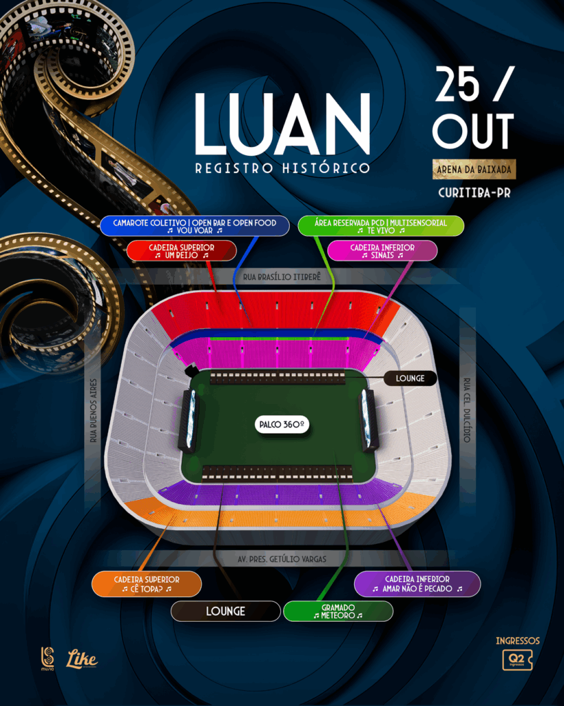 Mapa da gravação do DVD de Luan Santana em Curitiba. Imagem: divulgação.
