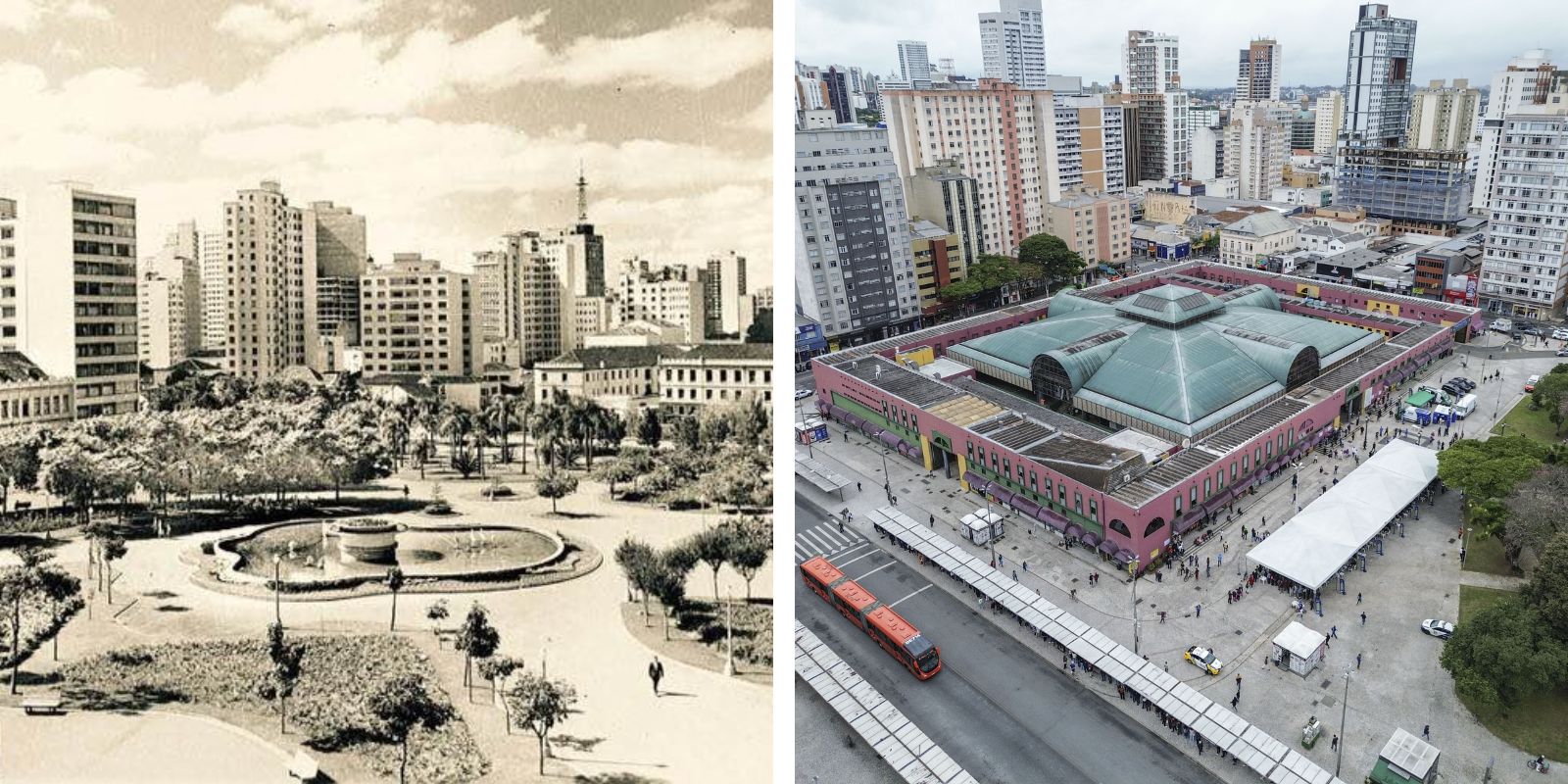 Pedreira Paulo Leminski em Curitiba. Fotos: reprodução Curitiba Histórica e Ricardo Marajó/SECOM.