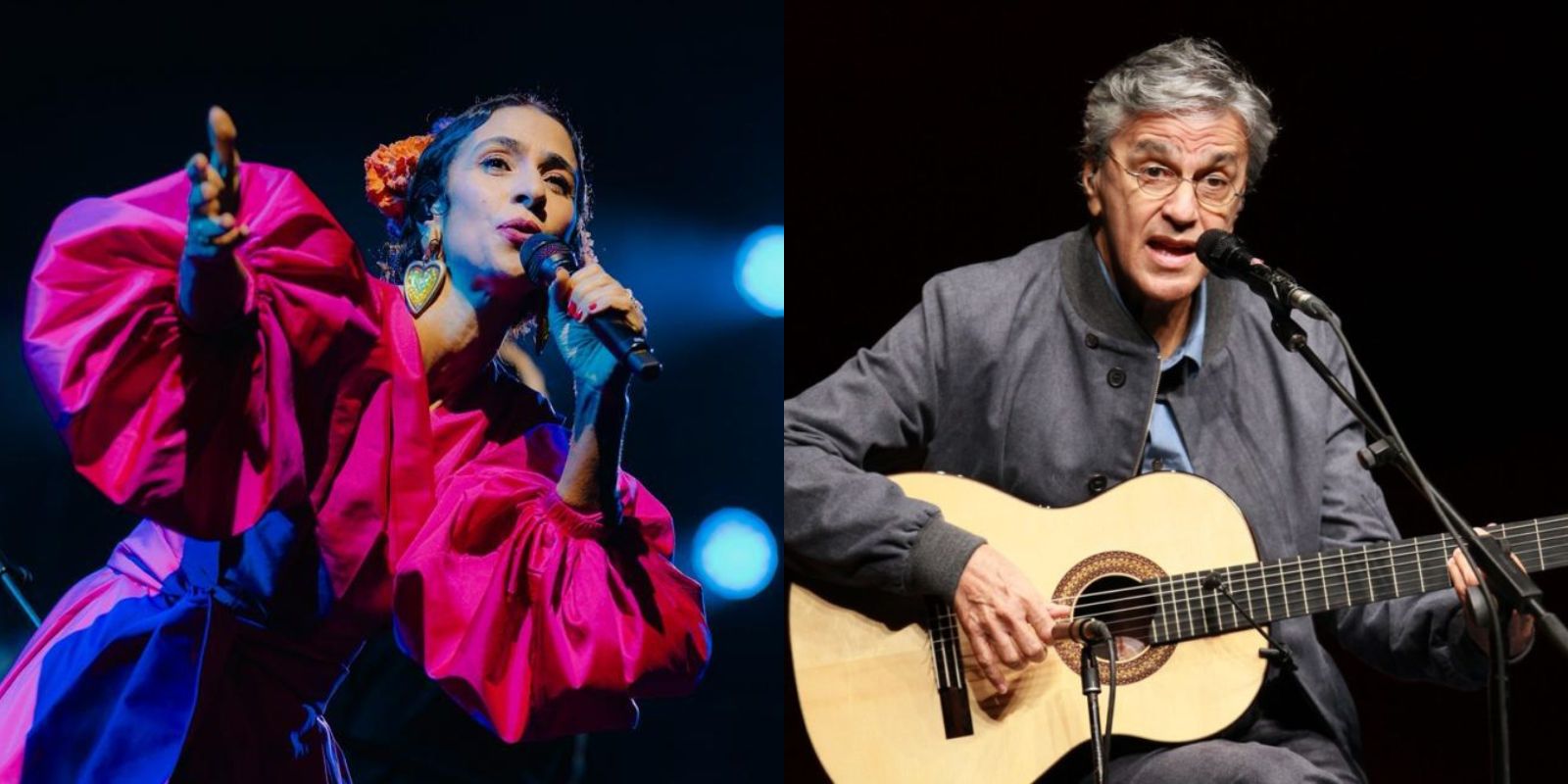 Marisa Monte e Caetano Veloso em Curitiba. Fotos: divulgação.
