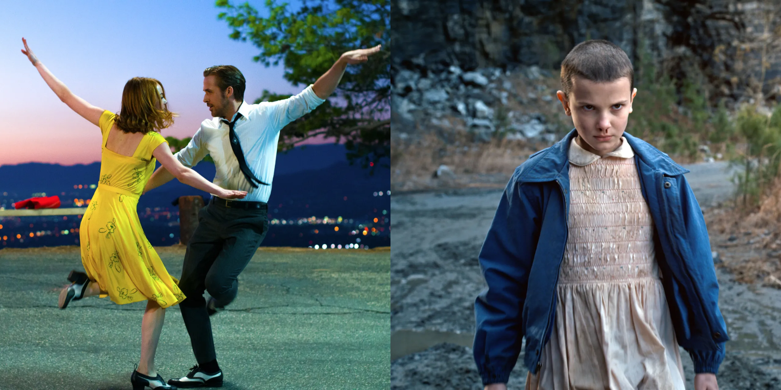 La la land e Stranger Things. Fotos: Dale Robinette/reprodução Netflix 